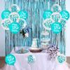 18th Birthday Latex Balloons, Pack of 45 Turquoise 18 Year Old Birthday Decorations - Teal Blue White Sweet 18th Party Supplies for Girls view 3