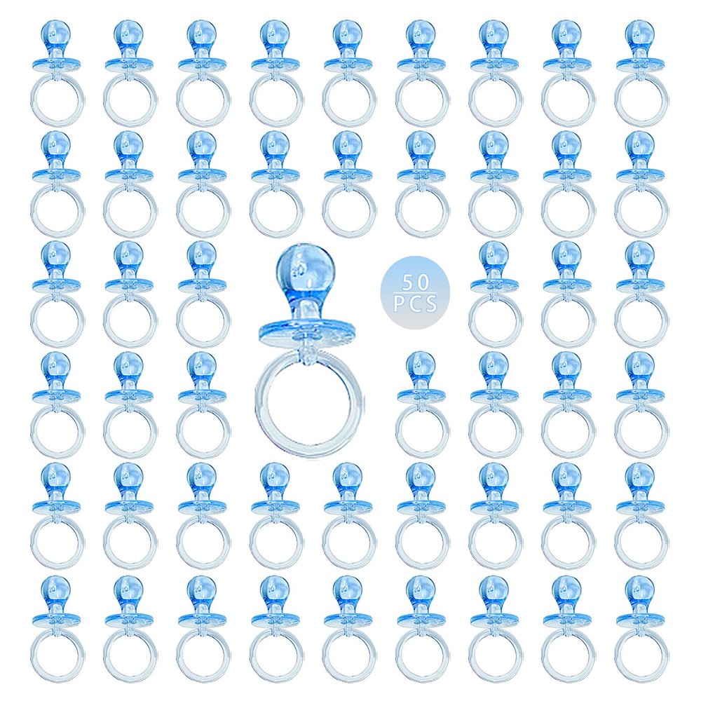 50 Pieces 2.75 Inch Baby Pacifier Baby Shower Plastic Pacifier for Baby Shower Pacifier, Baby Shower Gender Show Party Decoration DIY Baby Shower Birthday Party Gift (Blue)
