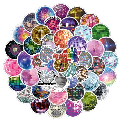 53Pcs Disco Ball Stickers Pack, Cool Aesthetic Trendy Vinyl Waterproof Sticker Decals for Water Bottle,Laptop,Phone,Scrapbooking,Journaling for Party Supply Favor Decor