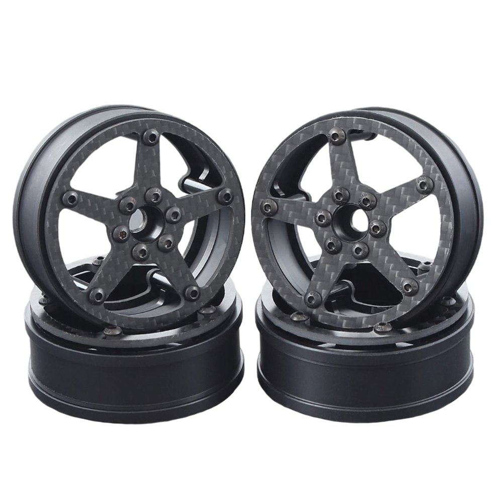 4Pcs 64x30mm Carbon Fiber Wheels Rim for RC Competition Crawler MOA RC4WD Bully 2 XR10 RS10 Motor On Axle 2.2 Tires (A)