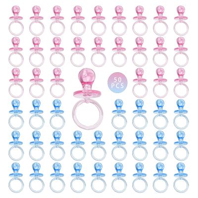 50 Pieces 2.75 Inch Baby Pacifier Baby Shower Plastic Pacifier for Baby Shower Pacifier, Baby Shower Gender Show Party Decoration DIY Baby Shower Birthday Party Gift (Pink and Blue)