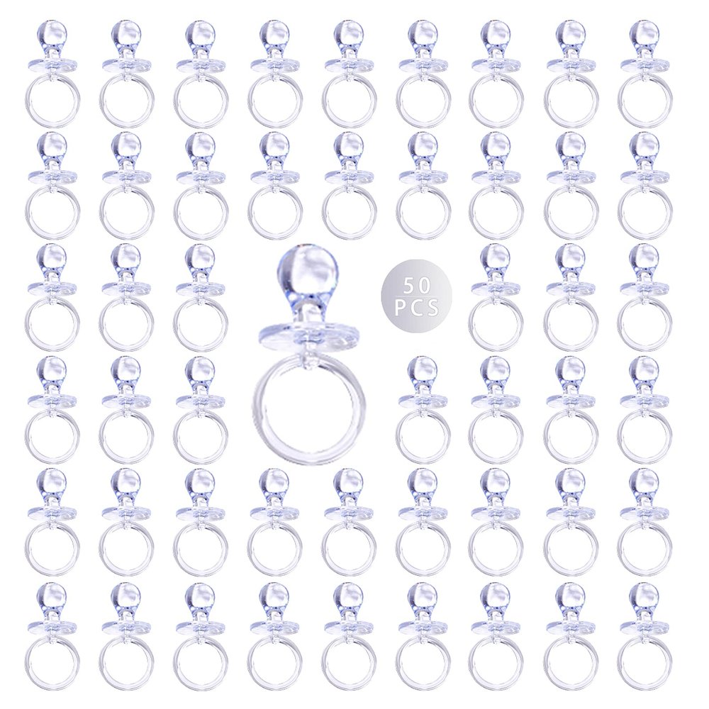 50 Pieces 2.75 Inch Baby Pacifier Baby Shower Plastic Pacifier for Baby Shower Pacifier, Baby Shower Gender Show Party Decoration DIY Baby Shower Birthday Party Gift (Clear)