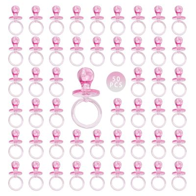 50 Pieces 2.75 Inch Baby Pacifier Baby Shower Plastic Pacifier for Baby Shower Pacifier, Baby Shower Gender Show Party Decoration DIY Baby Shower Birthday Party Gift (Pink)