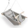 Baby Swing Indoor and Outdoor, Canvas Hammock Swing for Baby to Toddler with a Comfortable Seat, Macaroon Wooden Toy, Adjustable 5-Point Harness,3 Modes,Gift for Baby Boys Girls, Grey view 1