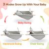 Baby Swing Indoor and Outdoor, Canvas Hammock Swing for Baby to Toddler with a Comfortable Seat, Macaroon Wooden Toy, Adjustable 5-Point Harness,3 Modes,Gift for Baby Boys Girls, Grey view 2