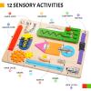 Montessori Busy Board for Toddlers, Wooden Sensory Toys, Preschool Learning Activities for Fine Motor Skills Travel Toy, Basic Life Skills Educational Gifts for 1 2 3 Years Old Kids Boys Girls view 3