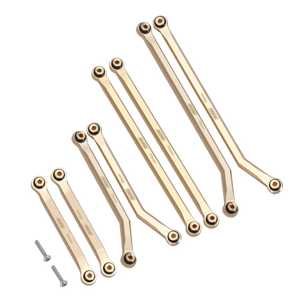 INJORA Brass High Clearance Front 4 Links Set 43g Links Set for SCX24 Gladiator Dodge Power Wagon Axial 1/24 RC Crawler Car(Brass)