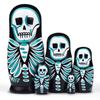 GRPSKCOS Halloween Nesting Dolls Handmade Skull Skeleton Stacking Dolls Wooden Matryoshka Russian Toys for Kids Toddlers Christmas Birthday Decoration Gift (04 Skull Skeleton) view 1