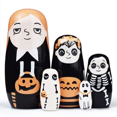 GRPSKCOS Nesting Dolls- Valentines Day Gifts for Kids Birthday Cute Angel Girls Stacking Russian Matryoshka Dolls Toys Set of 5 (03 Pumpkin)