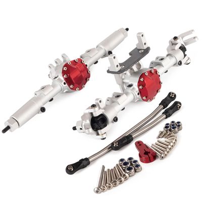 1/10 Aluminum Alloy Complete Front CNC Axle Set 30T/8T RC Crawler AR44 SCX10 II 90047 90046 AX90060 Builders Kit Upgrade (Silver Axle Set)