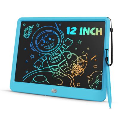 TEKFUN Large Screen 12inch LCD Writing Tablet with Anti-Lost Stylus, Erasable Doodle Board No Mess Drawing Pad, Car Trip Travel Toys for Kids, Birthday Gift for 3 4 5 6 7 Girls Boys