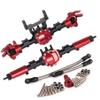 Aluminum Alloy 1/10 RC Crawler AR44 SCX10 II 90047 90046 AX90060 Builders Kit Upgrade (Red Axle Set) view 1