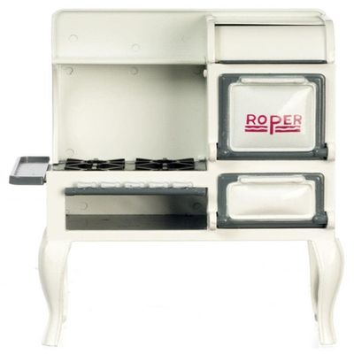 Melody Jane Dolls Houses Dollhouse Vintage White & Grey Roper Range Cooker Stove 1:12 Kitchen Furniture