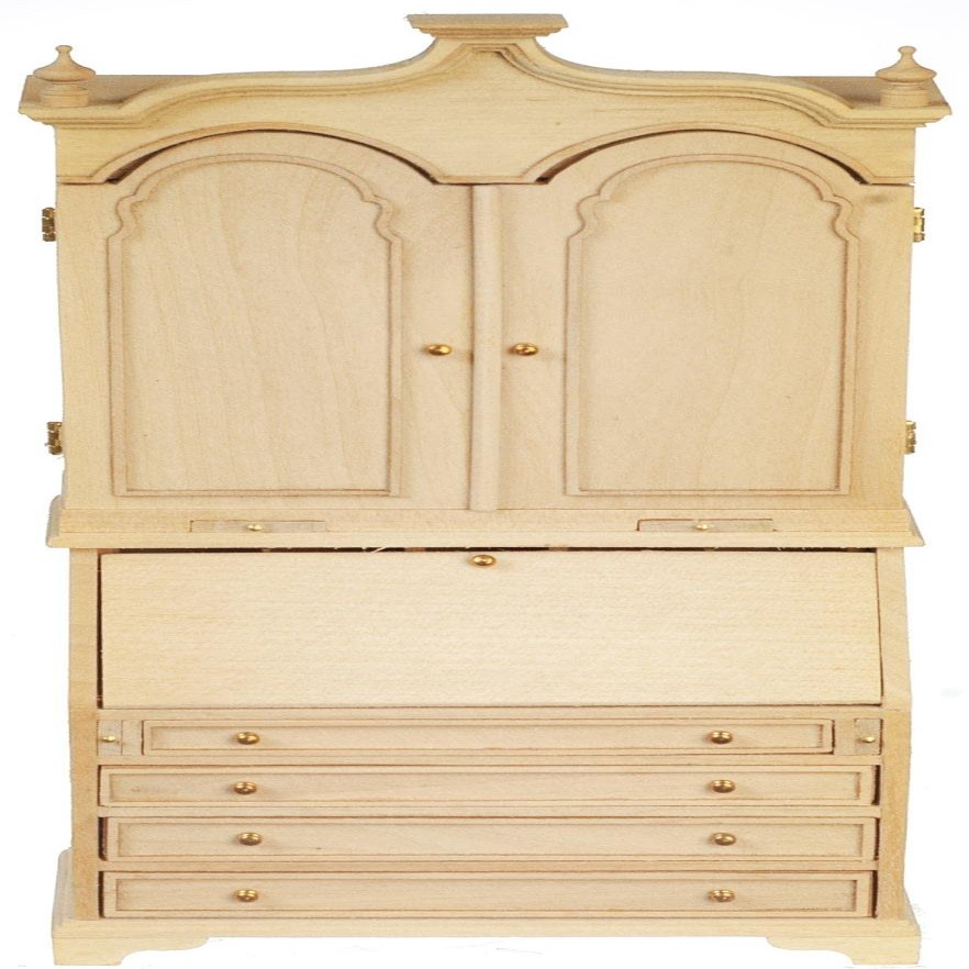 Melody Jane Dolls Houses Dollhouse Chinoiserie Bureau Desk JBM Miniature Unfinished Study Furniture 1:12