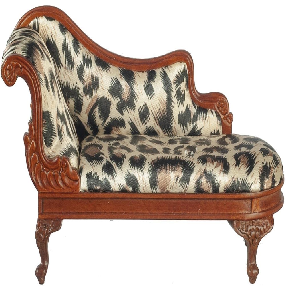 Melody Jane Dolls Houses Dollhouse Victorian French Rococo Chaise Longue Walnut JBM Furniture 1:12