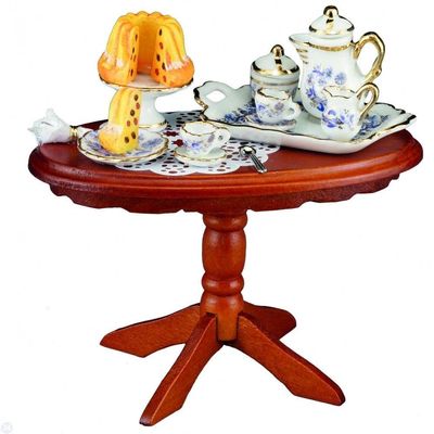 Dollhouse Table with Tea Tray & Cake Reutter Miniature Dining Room Furniture