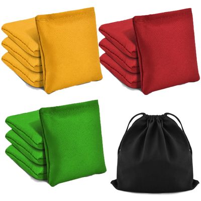 TINDTOP Bean Bags for Tossing(3.9 * 3.9inch, 100g/3.5oz), 12 Pack Cornhole Outdoor Toss Gaming Colorful Canvas Bean Bags Carnival Beanbags Throwing Games for Kids Halloween Games