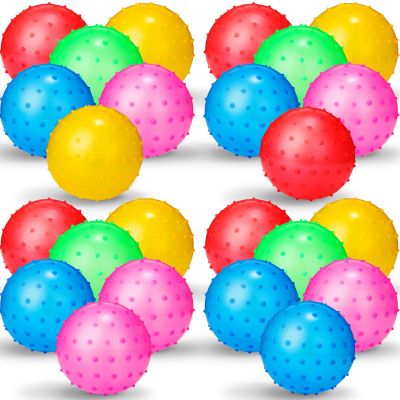 Jerify 24 Pieces Knobby Balls 4.72" Bouncy Spiky Sensory Ball Bulk Soft Inflatable Massage Stress Plastic Toy for School Party Play Outdoor Indoor (Multicolor)