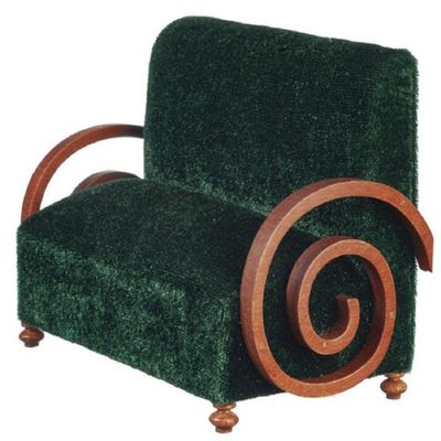 Melody Jane Dolls Houses Dollhouse Sofa Settee Art Deco Green JBM Miniature Walnut Living Room Furniture