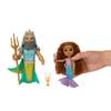 Disney The Little Mermaid Ariel Doll and King Triton Petite Gift Set, 6 Inches Tall with Dinglehopper, Candelabra and King Tritons Trident Accessory Toys view 2