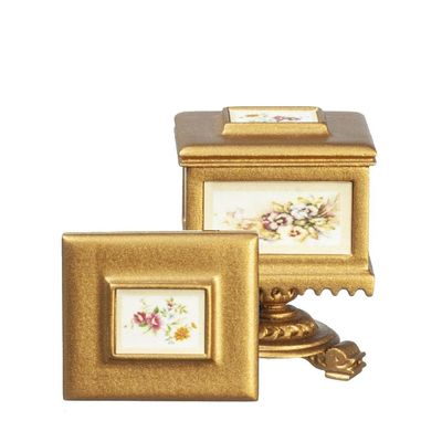 Melody Jane Dolls Houses Dollhouse Gold 18th C Small Teapoy Table JBM Miniature Living Room Furniture
