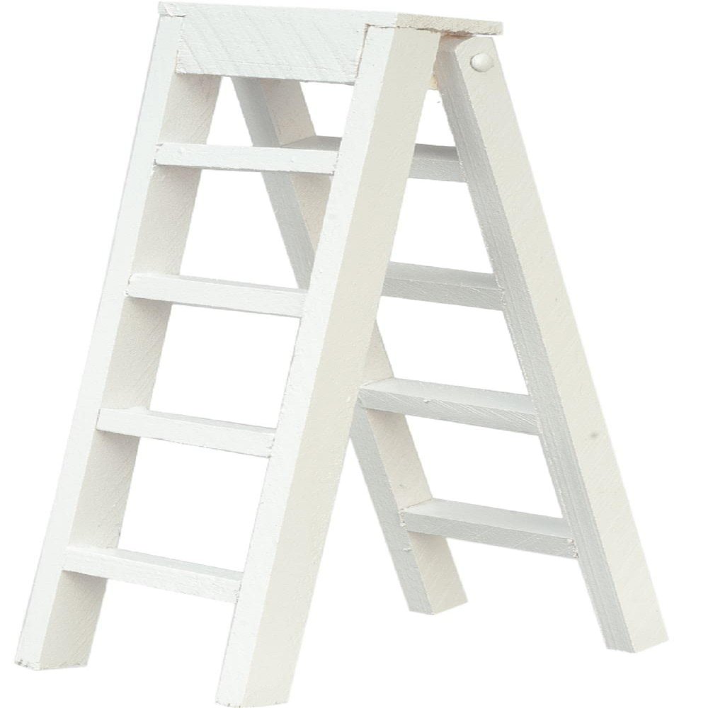 Dollhouse Large Set of Step Ladders Miniature White Garden Accessory 1:12