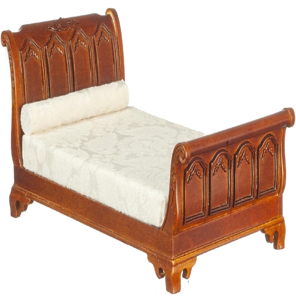 Melody Jane Dolls Houses Dollhouse American 19th C Empire Sleigh Bed Walnut JBM Miniature Furniture
