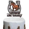 KEWEYA Horse Happy Birthday Cake Topper Horse Farm Animal Themed Birthday Party Decoration Racing Horse Brown Glitter Cake Decor Supplies view 1