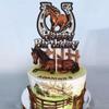 KEWEYA Horse Happy Birthday Cake Topper Horse Farm Animal Themed Birthday Party Decoration Racing Horse Brown Glitter Cake Decor Supplies view 3