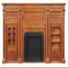 Melody Jane Dolls Houses Dollhouse Walnut Wall with Fireplace Cabinet & Bookcase JBM Miniature Furniture view 1