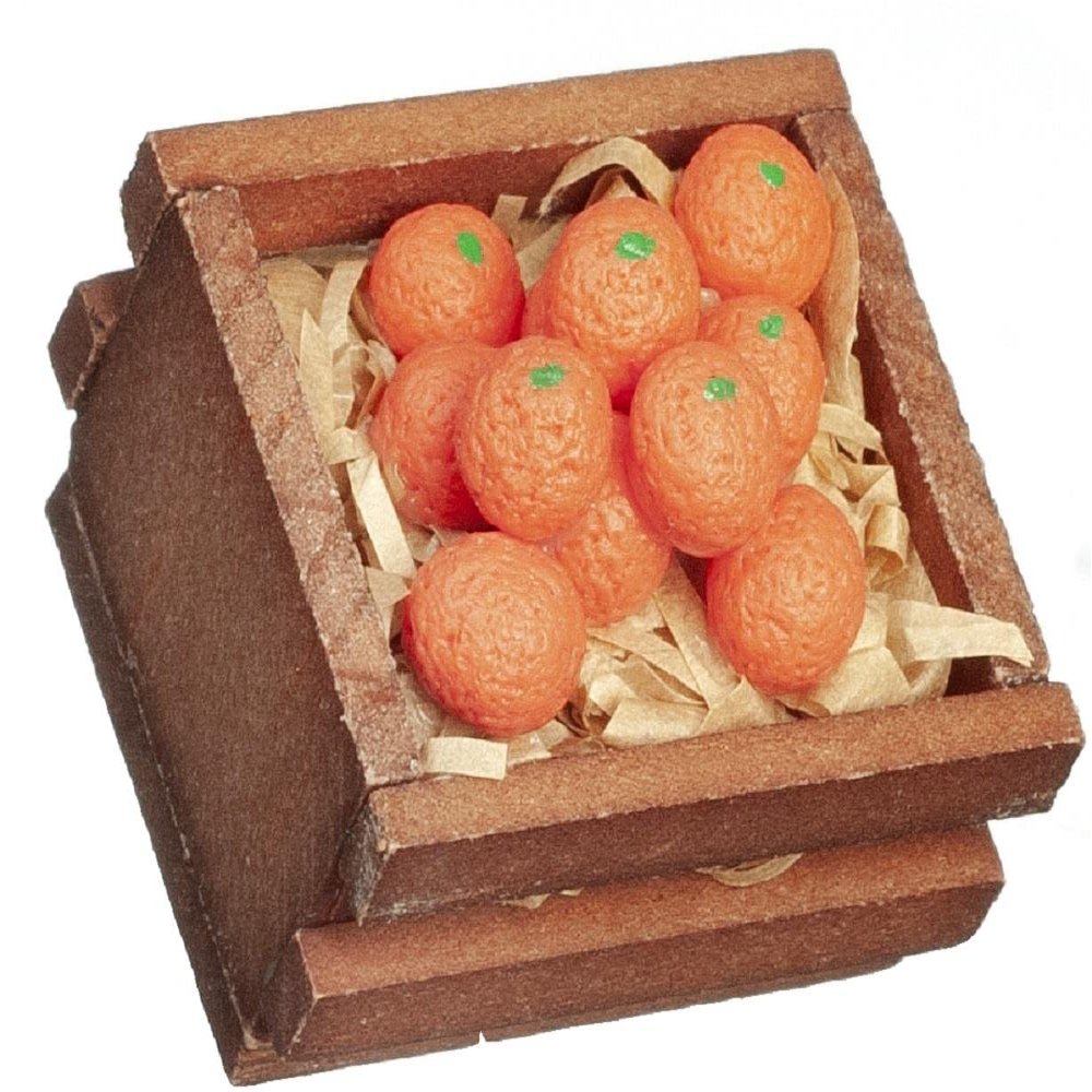 Melody Jane Dolls Houses Dollhouse Box Crate of Oranges Miniature Greengrocers Shop Accessory 1:12