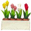 Town Square Miniatures Dollhouse White Window Box with 4 Pots of Roses Miniature Garden Accessory view 1