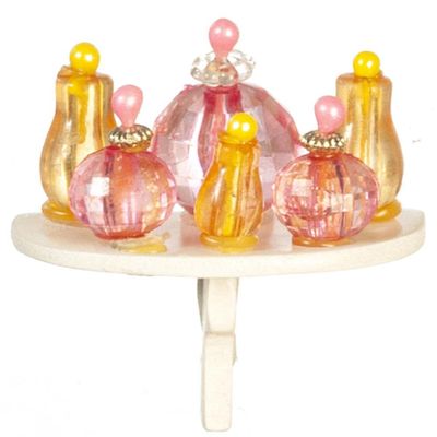 Melody Jane Dollhouse Perfume Set with a White Shelf Miniature Bedroom Accessory 1:12