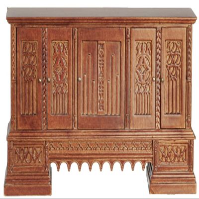 JBM Miniatures Dollhouse Credenza Sideboard Jacobean Walnut Dining Furniture
