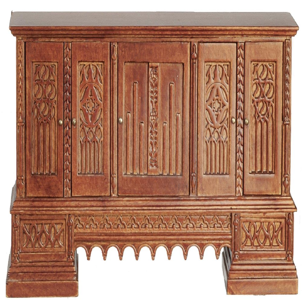 JBM Miniatures Dollhouse Credenza Sideboard Jacobean Walnut Dining Furniture
