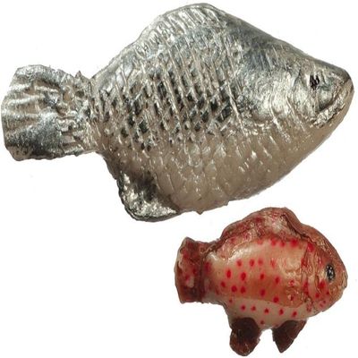Melody Jane Dollhouse Set of 2 Fish Miniature Garden Pond Accessory or Wall Ornament