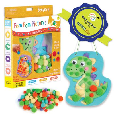 Creativity for Kids Pom Pom Pictures: Dinosaurs - Toddler Learning Toys, Sensory Play (Ages 3+)