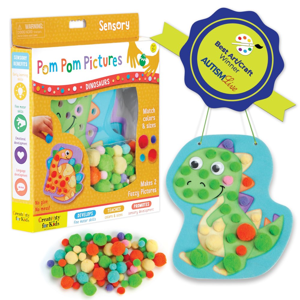 Creativity for Kids Pom Pom Pictures: Dinosaurs - Toddler Learning Toys, Sensory Play (Ages 3+)