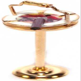 Melody Jane Dolls Houses Dollhouse Round Ashtray on Gold Stand Reutter Miniature Pub Study Accessory