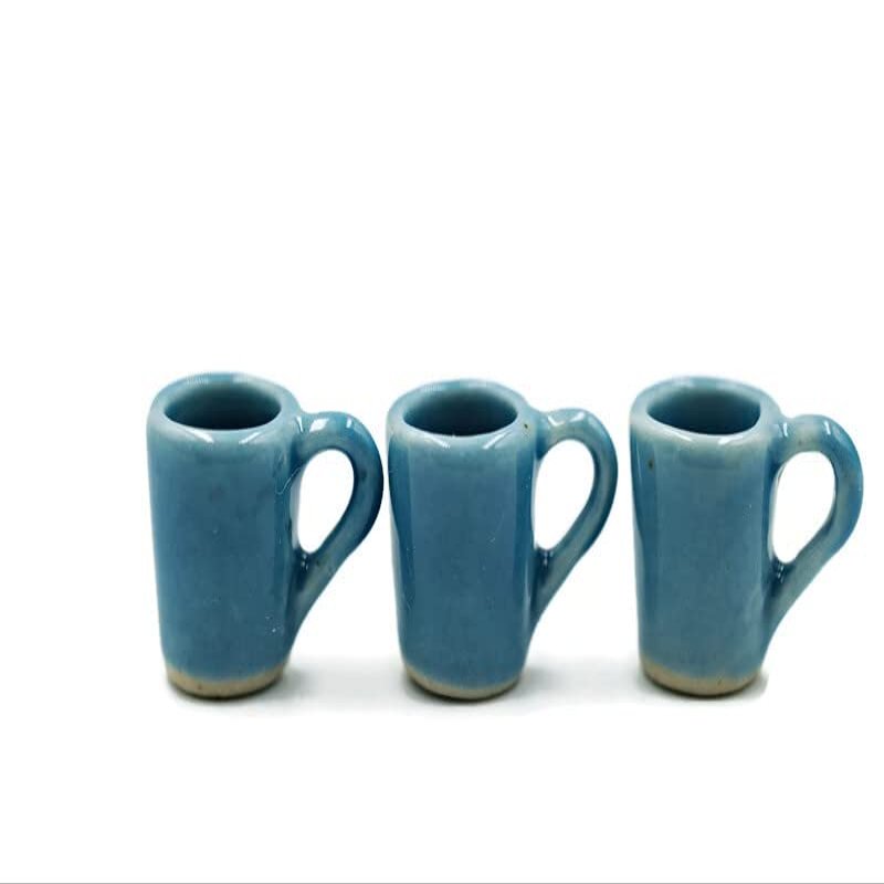 10 Turquoise Coffee Mug Tea Cup Dollhouse Miniatures Food Kitchen