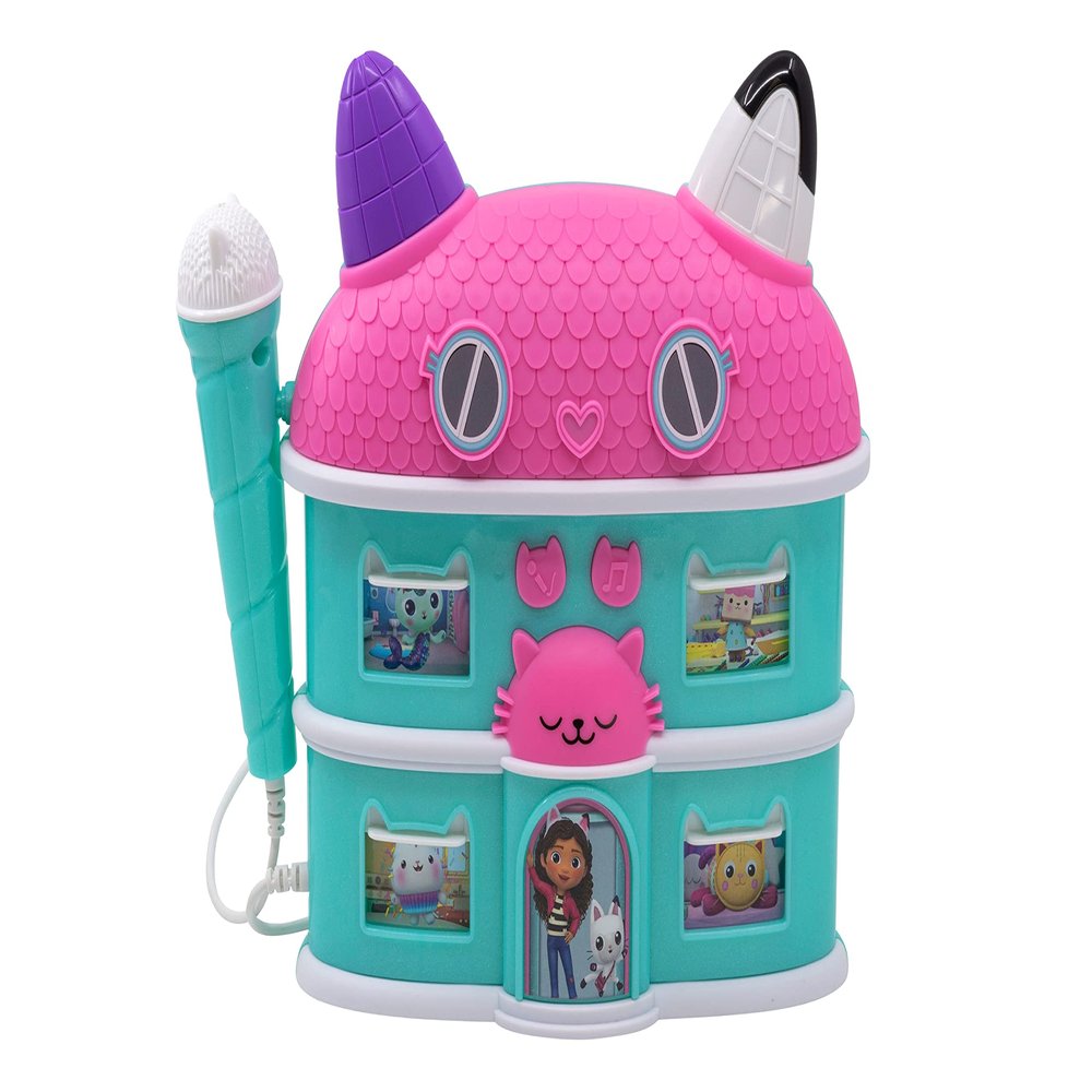 eKids Gabbys Dollhouse Karaoke Microphone with Boombox, Toddlery Toys with Built-in Music for Kids (Gabby)