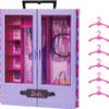 Barbie Closet with 6 Hangars, Accessory Features Translucent Doors, Racks, Shelves & Space for Doll (Not Included) view 1