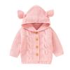 Baby Girl Boy Knit Cardigan Sweater Hoodies Warm Tops Toddler Infant Fox Ear Astronaut Hooded (Pink, 12-18 Months) view 1