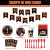 Tiamon 171 Pcs Movie Night Party Supplies Serves 24 Include Movie Theater Tablecloth Now Showing Banner TV Show Theme Plates and Napkins Tableware Set for Red Carpet Birthday Party Decorations view 2