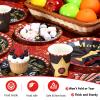 Tiamon 171 Pcs Movie Night Party Supplies Serves 24 Include Movie Theater Tablecloth Now Showing Banner TV Show Theme Plates and Napkins Tableware Set for Red Carpet Birthday Party Decorations view 4
