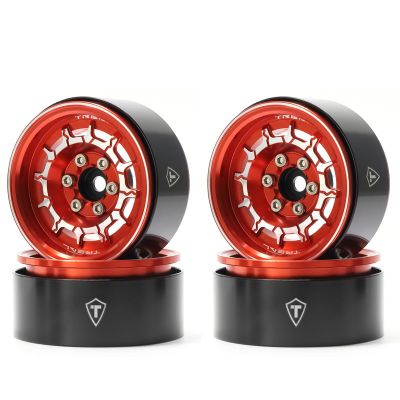 TREAL 1.9" Beadlock Wheel Rims (4pcs) for 1:10 RC Crawler Axial SCX10 III SCX10 II TRX-4 RC Car -Type M (Red)