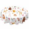 AOYEGO Wild Animal Paradise Table Cloth Deer Giraffe Bear Fox Squirrel Hedgehog Hamster Snail Round Tablecloth 60 Inch for Dining Room, Party, Banquet view 1