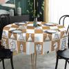 AOYEGO Brown Chessboard Table Cloth King Queen Horse Role Chess Game Round Tablecloth 60 Inch for Dining Room, Party, Banquet view 2