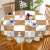 AOYEGO Brown Chessboard Table Cloth King Queen Horse Role Chess Game Round Tablecloth 60 Inch for Dining Room, Party, Banquet view 3