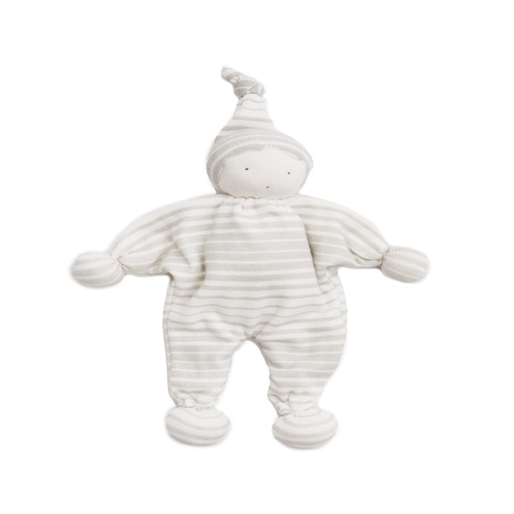 Under The Nile Organic Cotton Baby Buddy Lovey Grey Stripes Toy